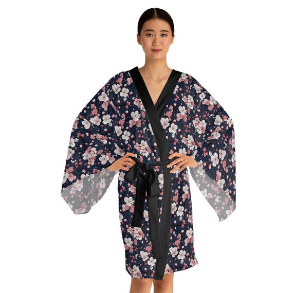 Cherry Blossom Pattern Kimono Robe | Floral Print Robe