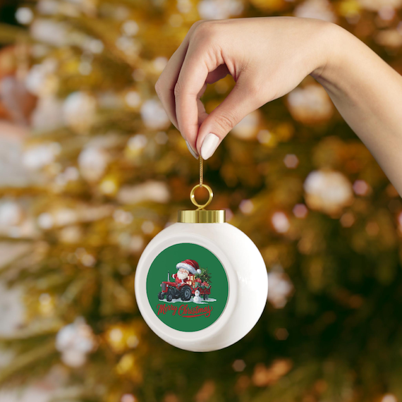 Festive Christmas Ball Ornament for Holiday Cheer, Personalized Gift, Home Decor, Tree Decoration, Santa and Poinsettia Design