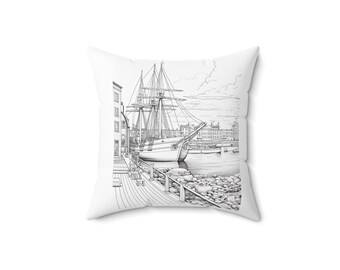 Nautical Throw Pillow, Coastal Decor, Vintage Map Pillow, Maritime Cushion, Seaside Home Accent