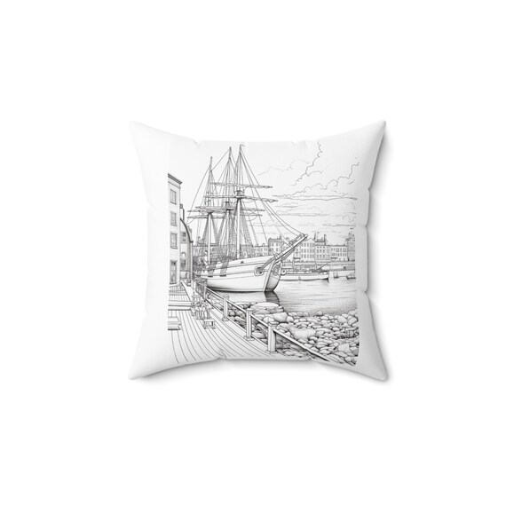 Nautical Throw Pillow, Coastal Decor, Vintage Map Pillow, Maritime Cushion, Seaside Home Accent