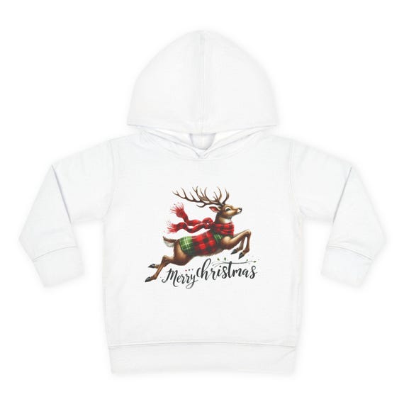 Christmas Reindeer Toddler Hoodie, Kids Winter Fleece Pullover, Festive Child's Sweatshirt, Holiday Gift, Cute Xmas Jumper, Child Cozy Top