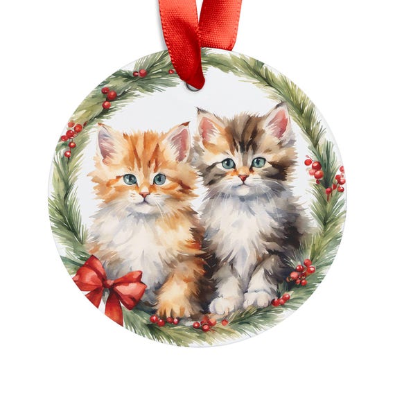 Christmas Cat Ornament, Acrylic Holiday Decoration, Personalized Gift, Pet Lovers Keepsake, Festive Tree Decor, Meowy Christmas 2025