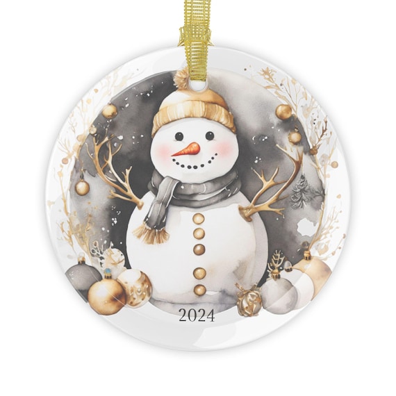 Christmas Snowman Glass Ornaments, 2024 Holiday Decoration, Winter Ornament, Festive Tree Decor, Xmas Baubles, Seasonal Home Decor