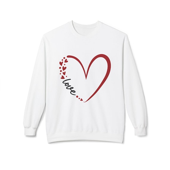 Love script with red heart outline Sweatshirt | Minimal Valentine heart design