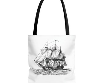 Nautical Tote Bag - American style clipper ship sailing