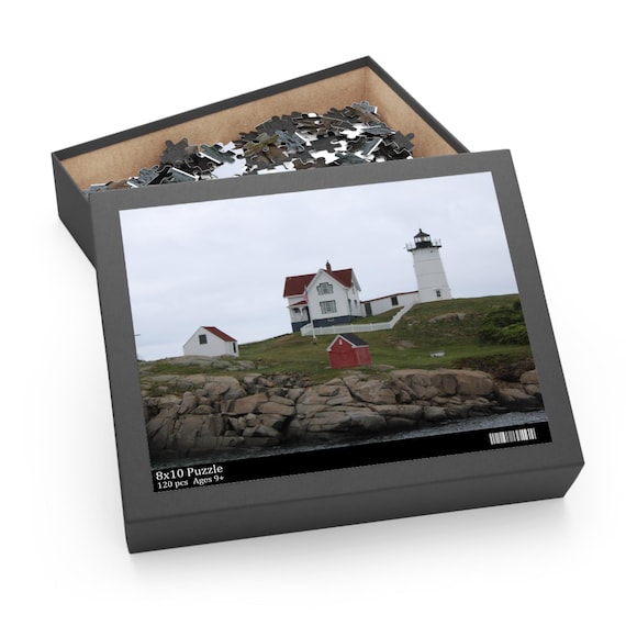 Nubble Light Puzzle (120, 252, 500-Piece) Nubble Lighthouse York Maine an Iconic vacation sight on the coast of Maine.Famous lighthouses