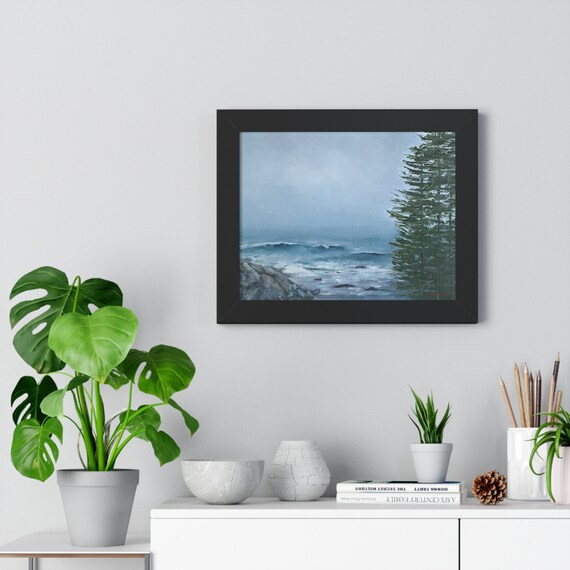 Pemaquid Point Framed Horizontal Poster storm seas framed art wall hangings