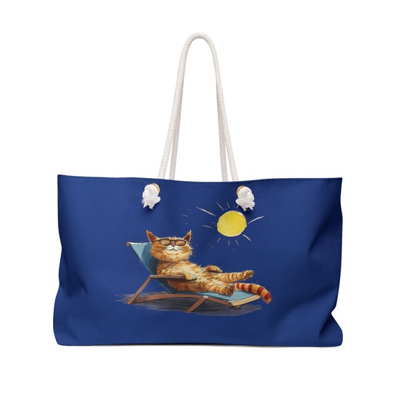 Weekender tote Bag funny Cat design for the beach or boat