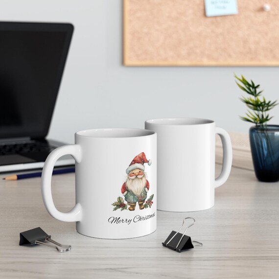 Festive Santa Mug - Merry Christmas Gift, Holiday Coffee Cup, Cute Ceramic Mug, Seasonal Drinkware, Christmas Decor