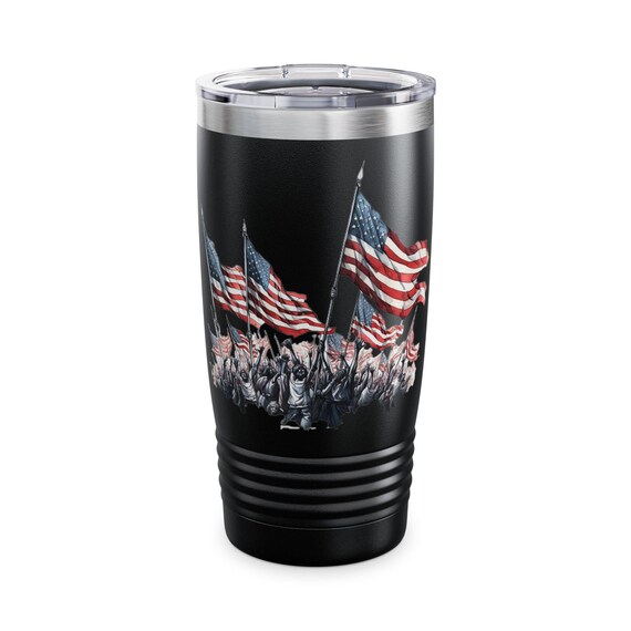 American Flag Ringneck Tumbler, 20oz - Patriotic Drinkware for Tailgate Parties and Cookouts, USA Independence Day Gift, Outdoor BBQ Cup,