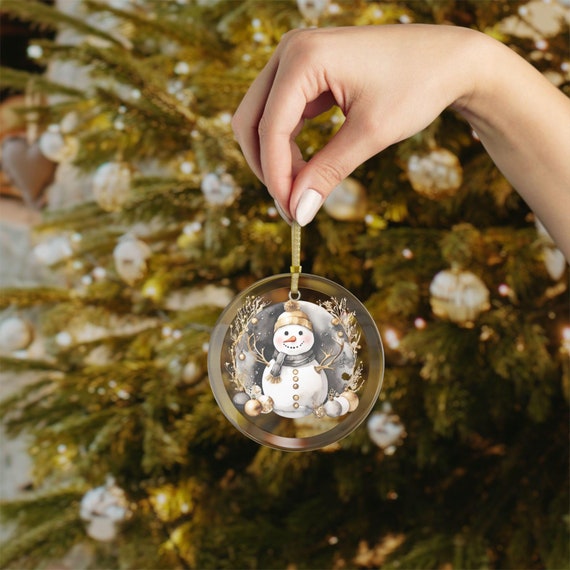 Glass Ornaments, Snowman Christmas Ornament, Holiday Decor, Tree Decoration, Festive Baubles, Winter Home Accent