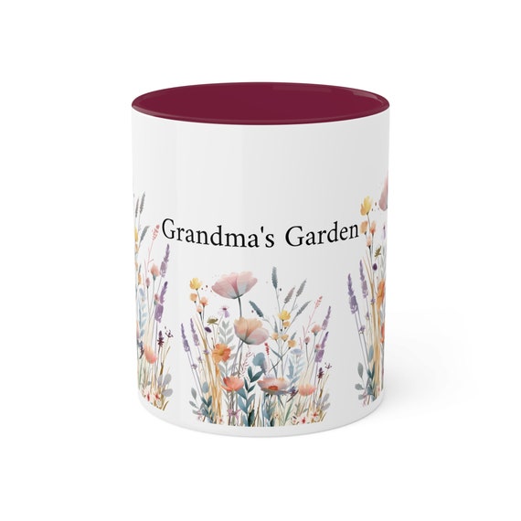Colorful Mugs, 11oz garden mug for grandma birthday gift coffee or tea garden mug flower mug