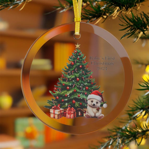 Glass Ornaments - Baby's First Christmas 2024 Holiday Decoration, Christmas Ornament, Tree Decoration, Gift for New Parents, Nursery Decor