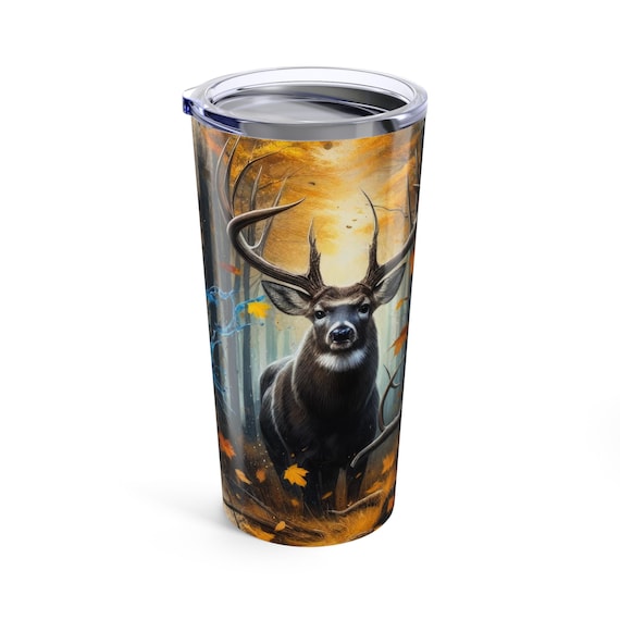 Bass and Deer Tumbler 20oz | Fishing and Hunting Wildlife Scene