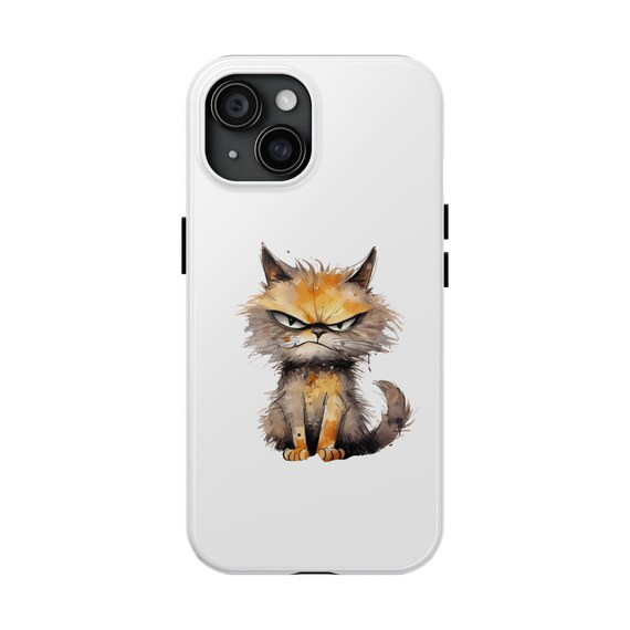 Cat Grumpy Tough Phone Cases, Funny Animal Cell Phone Cover, Durable Case for Cat Lovers, Cute Kitten Smartphone Protector, Gift for Cat