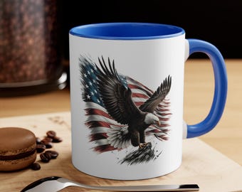 American Eagle Patriotic Mug: USA Flag Coffee Cup