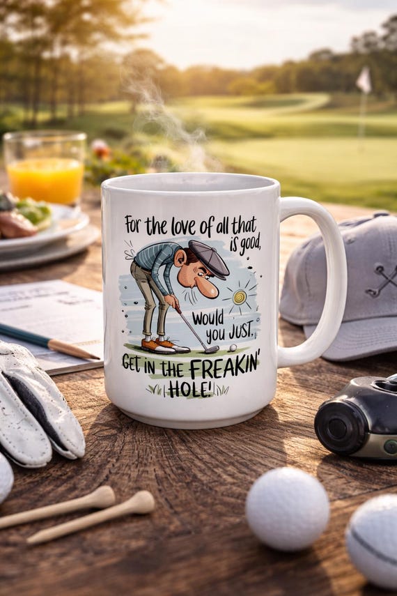 Would You Just Get in the Freakin' Hole Golf Mug | Funny Golfer Illustration