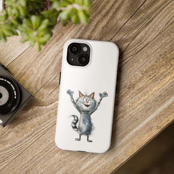 Funny Cat Design Tough Phone Cases - Apple 16 & Samsung s24, Protective Phone Covers, Durable Smartphone Cases, Customizable Phone