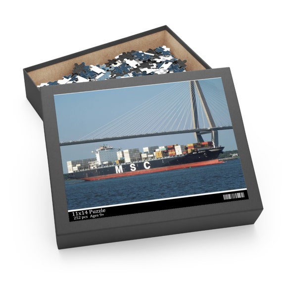 Ravenel Bridge South Carolina Charleston. Puzzle (120, 252, 500-Piece) MSC container ship