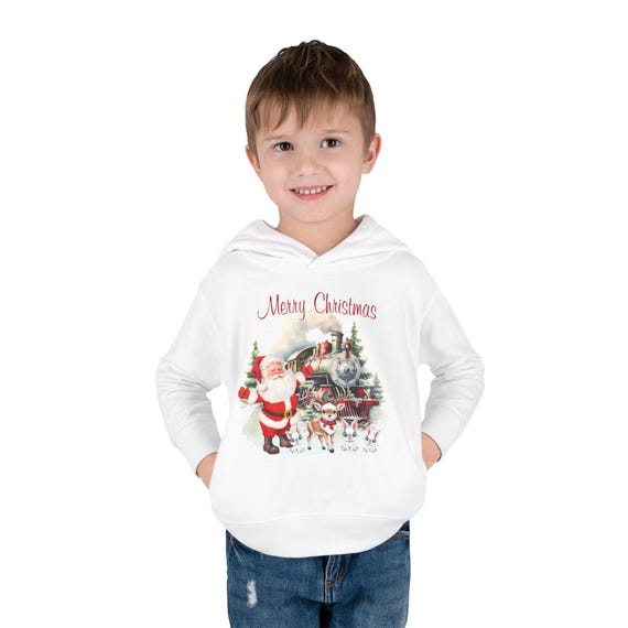Toddler Fleece Hoodie, Merry Christmas Santa Decoration, Kids Winter Pullover, Holiday Cute Sweatshirt, Festive Children's Gift, Warm Cozy