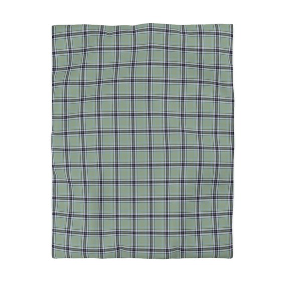 Green Plaid Pattern Microfiber Duvet Cover | Tartan Check Bedding