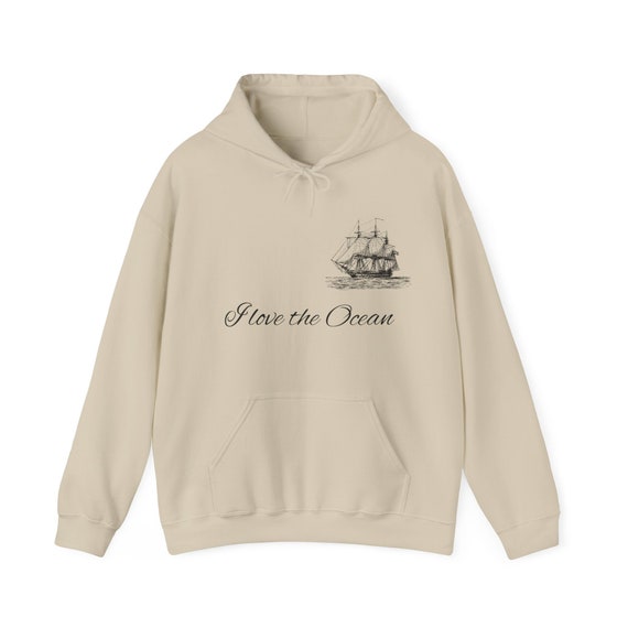 Nautical sweatshirt Hooded Sweatshirt sailing clothes ship design on hooded sweatshirt