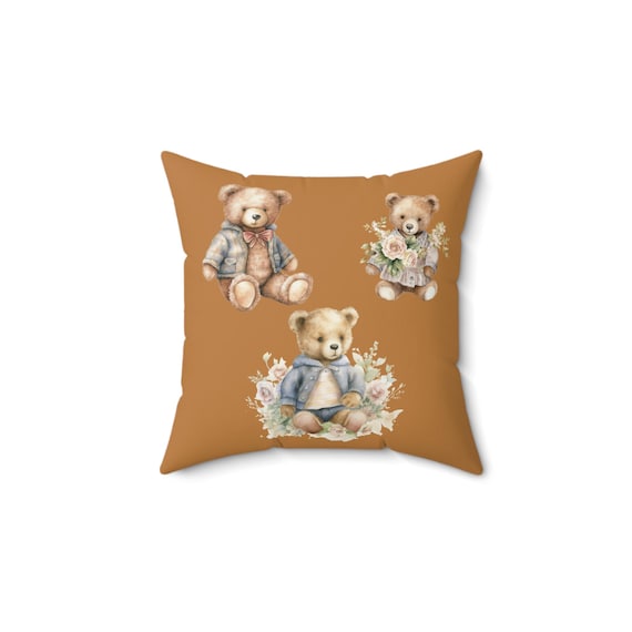 Teddy Bear Decorative Pillow, Cute Kids Room Decor, Nursery Stuffed Animal Pillow, Baby Shower Gift, Cozy Home Accent