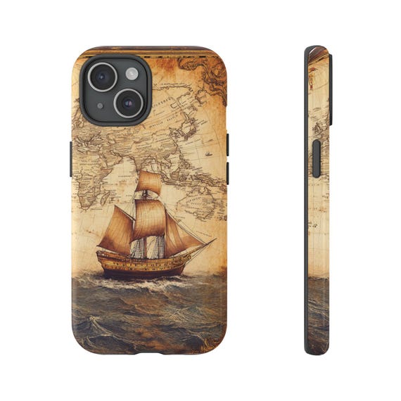 Vintage Sailing Ship phone case | nautical map ocean voyage iPhone case