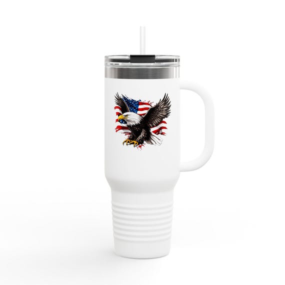 American Flag Bald Eagle Travel Mug | 40oz Insulated Tumbler