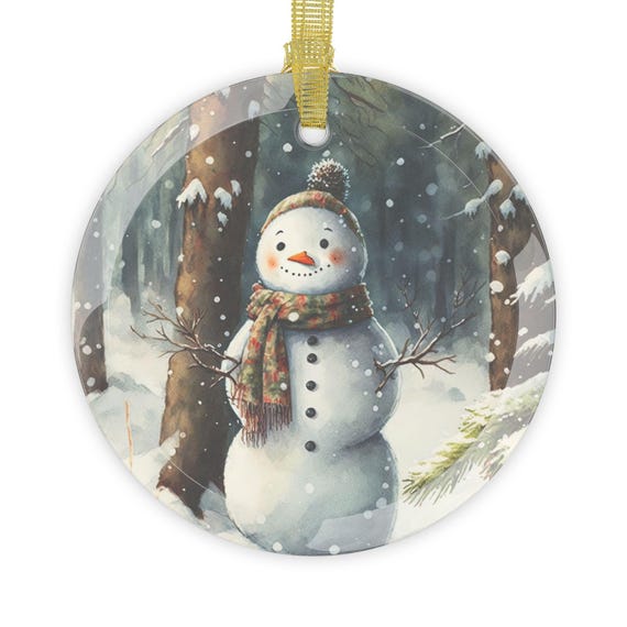 Glass Ornaments Christmas Snowman Decoration, Holiday Baubles, Tree Ornaments, Festive Decor, Winter Snow Globe