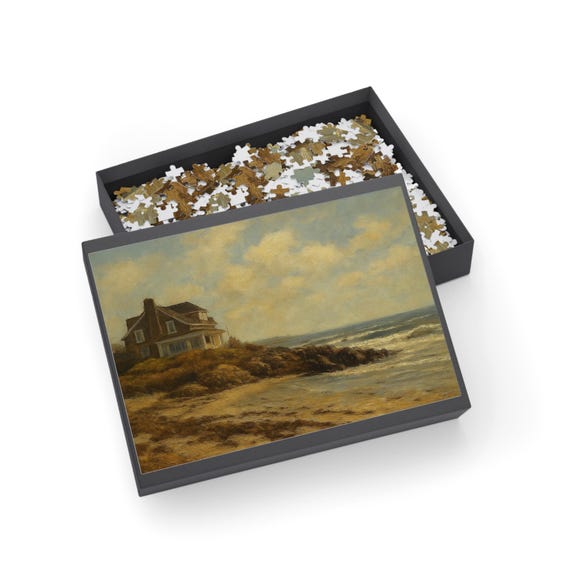Coastal Cottage at Lords Point Mothers Beach Kennebunk Maine Puzzle 500-Piece | Beach House Jigsaw