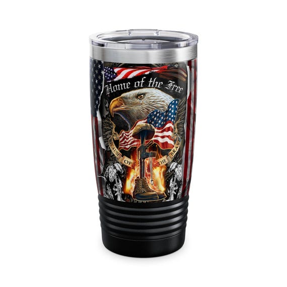 Patriotic Ringneck Tumbler, 20oz, American Flag Drinkware, Travel Mug, Independence Day Gift, Memorial Day Decor, USA Themed Cup