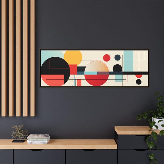 Mid-Century Geometric Abstract Matte Canvas Framed
