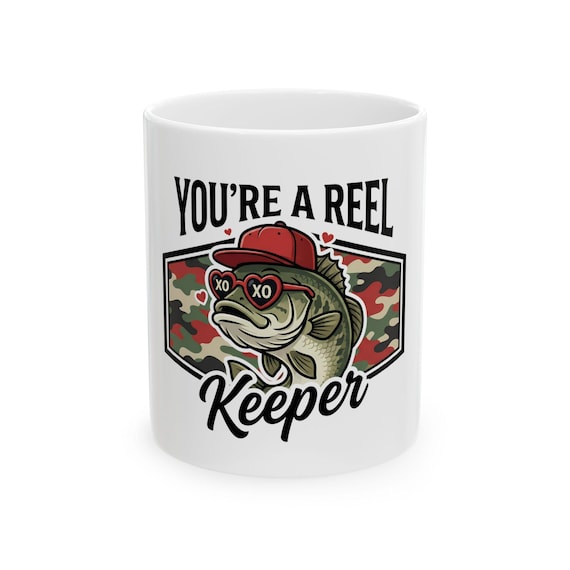 You are a Reel Keeper Fishing Bass Camo Heart Mug
