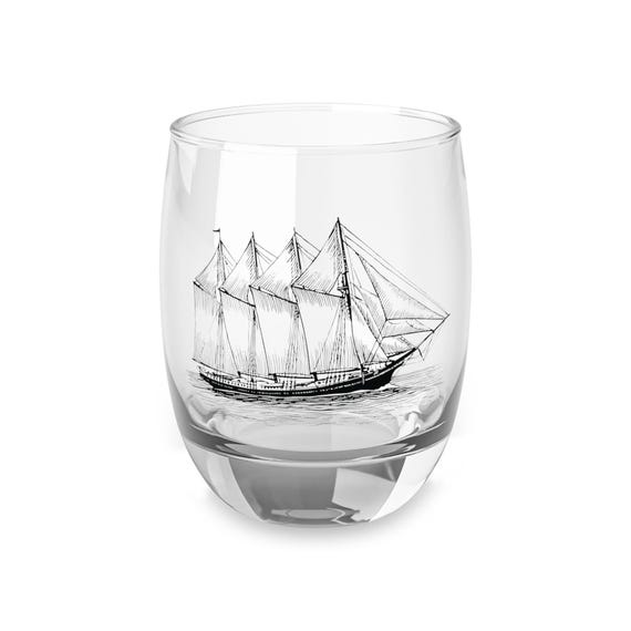 Whiskey Glass - Nautical clipper ship design