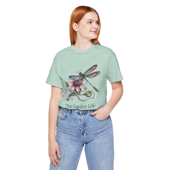 Dragon Flies Short Sleeve The Garden Life tee shirt with comfort colors work shirt for the garden