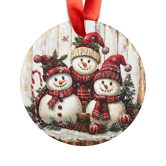 Christmas Snowman and Stocking Acrylic Ornament - Holiday Cheer, Christmas Decor, Tree Ornament, Winter Wonderland, Holiday Gifts, Handmade