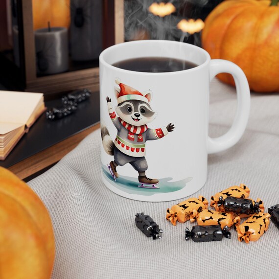 Skating Raccoon Mug | Ceramic Coffee Cup