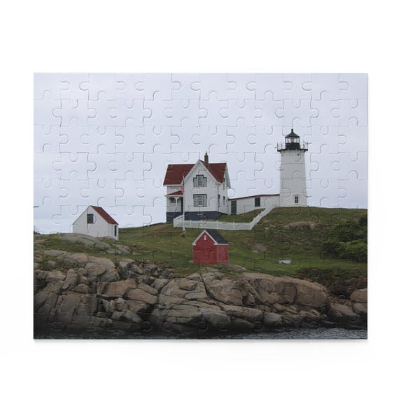 Nubble Light Puzzle (120, 252, 500-Piece) Nubble Lighthouse York Maine an Iconic vacation sight on the coast of Maine.Famous lighthouses