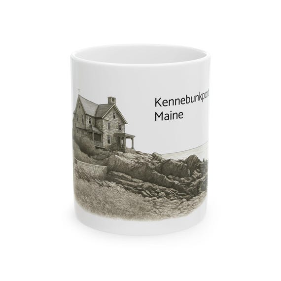 Kennebunkport Maine Lighthouse Illustration Mug