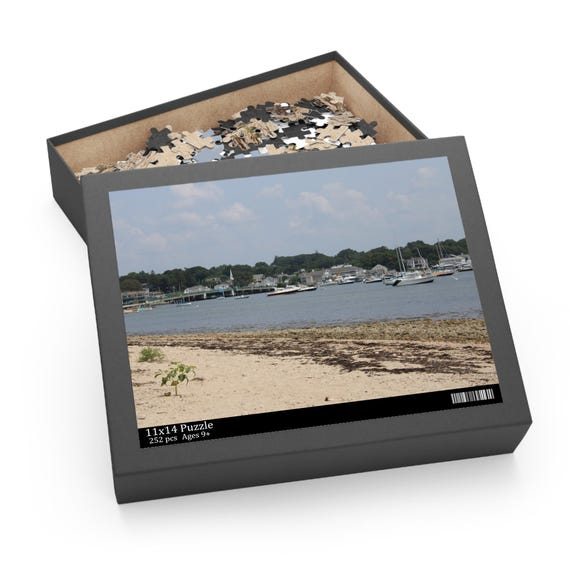 Puzzle, Padanaram Harbor sailing vessels and bridge in Dartmouth MA A view from Smith Neck Road, Jigsaw Puzzle, 120 Piece Puzzle, 252 Piece