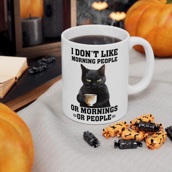 Funny Cat Ceramic Mug, Cute Grumpy Cat Coffee Cup, Cat Lover Gift, Cat Lady Tea Mug, Cat Mom Gift, Cat Dad Mug, Office Cat Mug