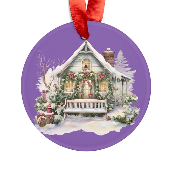 Acrylic Ornament, Christmas Teddy Bear Decor, Holiday Home Decor, Festive Winter Wonderland Decoration, Xmas Ornament with Ribbon