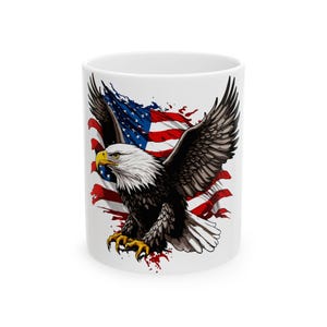 Ceramic Coffee Mug | Patriotic USA Cup | American Eagle Java Cup