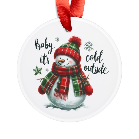 Acrylic Ornament, Small Town Christmas Winter Snowman Scene, Holiday Decoration, Christmas Ornament Gift, Festive Winter Decor, Holiday