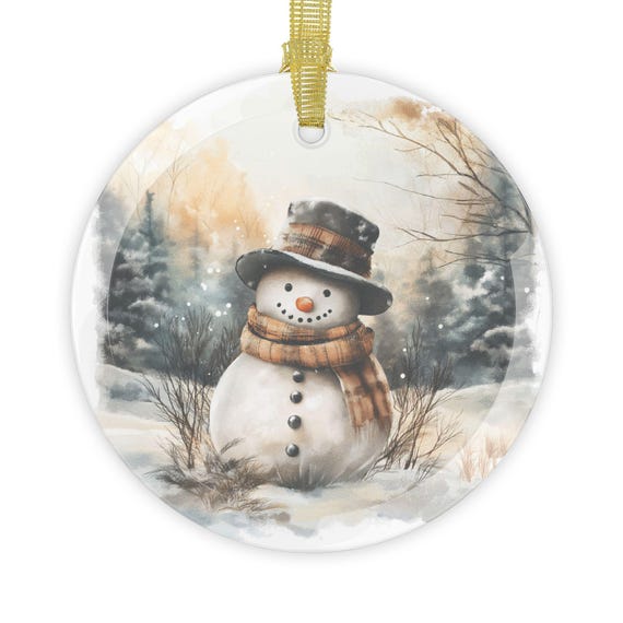 Glass Ornaments, Christmas Snowman Tree Decoration, Winter Scene, Holiday Decor, Christmas Decorations, Winter Ornaments, Christmas Tree