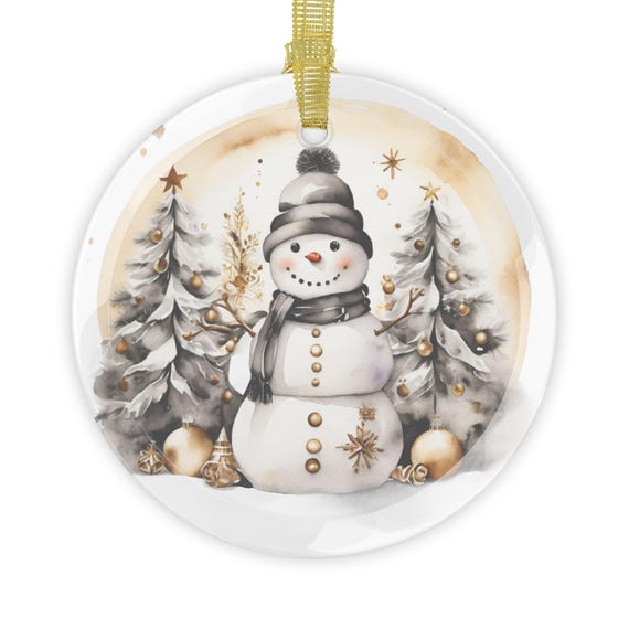 Glass Ornaments - Christmas Snowman Tree Decor, Holiday Baubles, Xmas Hanging Ornaments, Festive Home Decor, Winter Decoration