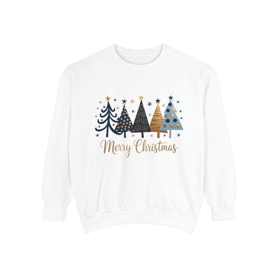 Merry Christmas Tree Row Sweatshirt | Neutral Holiday Sweatshirt