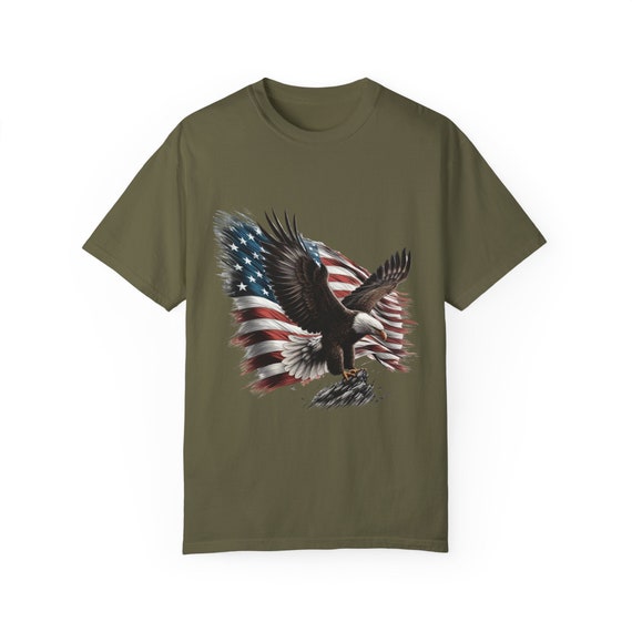 Patriotic Eagle flag Garment-Dyed T-shirt - Great for showing your American pride