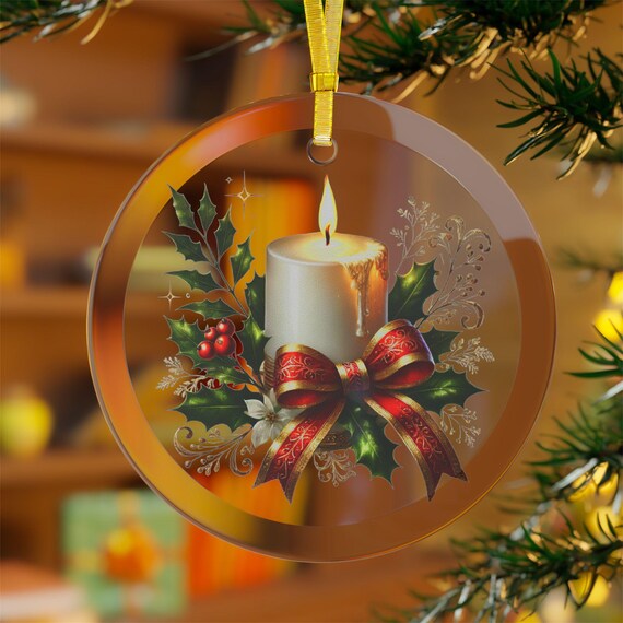 Glass Ornaments - Christmas Candle Decoration for Tree, Holiday Bauble Ornament, Festive Home Decor, Hand-blown Glass Christmas Bauble, Tree